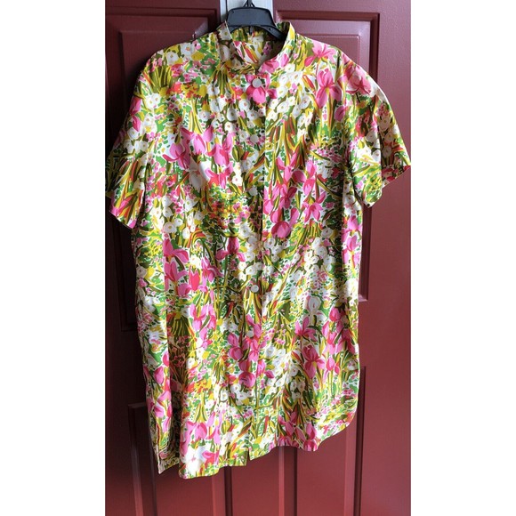 Women's Vintage Night Gown Robe House Duster Handmade Floral Button Up - Picture 3 of 12